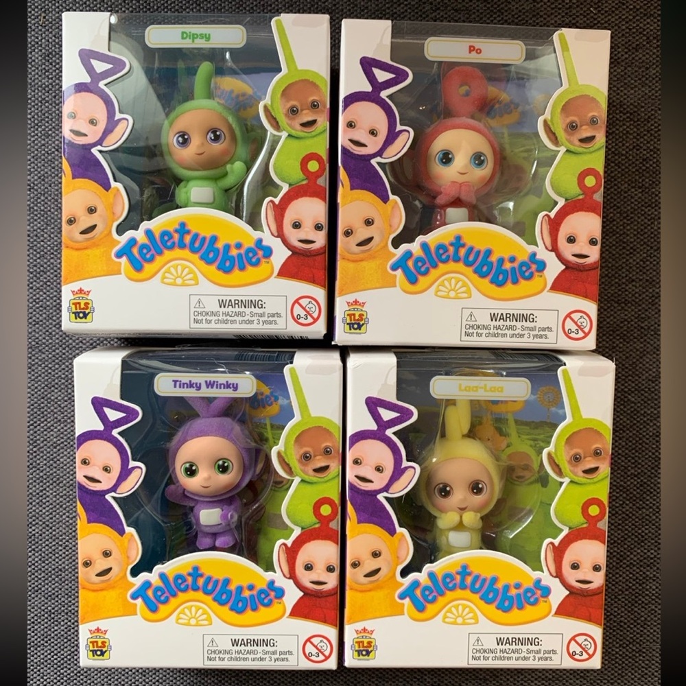 Teletubbies flocked mini figures lot of 4 NWT